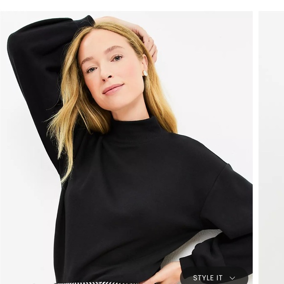 LOFT Large NWT Black Mock Neck Sweatshirt - Picture 4 of 6